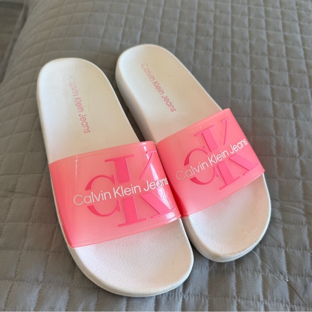 Calvin Klein Neon Pink Slides
